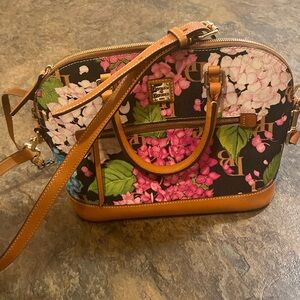 Floral Saffiano Domed Zip Satchel